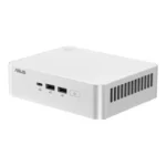 White ASUS NUC 15 Pro Slim Core Ultra 9 285H barebone mini PC featuring front USB ports and power button at YourShoppy.com.