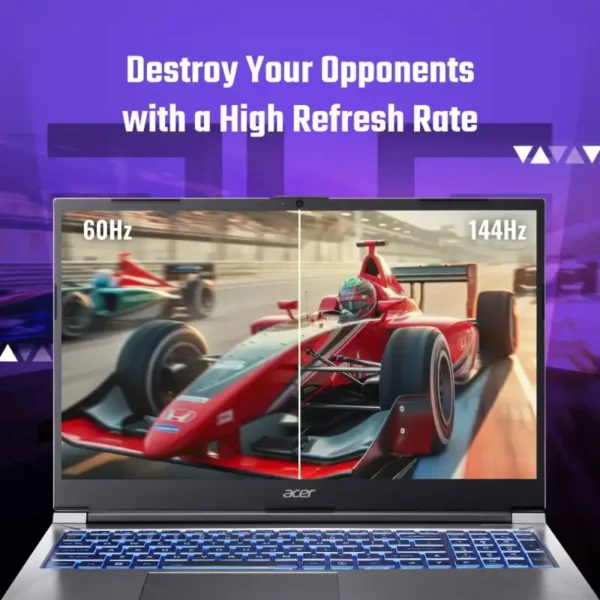 Acer ALG Gaming Laptop AL15G-53 showing a 144Hz display comparison for smooth gaming performance at YourShoppy.com in Bangalo