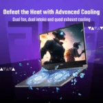 Acer ALG Gaming Laptop AL15G-53 showing advanced dual-fan cooling system with ice graphics on a purple background at YourShop
