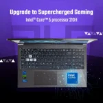 Top-down view of the Acer ALG Gaming Laptop AL15G-53 featuring a backlit keyboard and Intel Core processor branding.