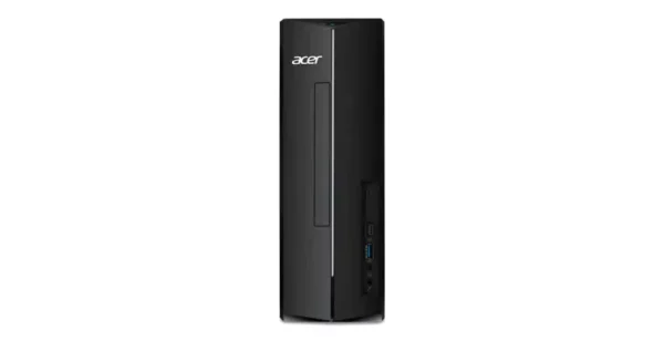 Front view of the black Acer Aspire XC-1760 desktop tower featuring a slim vertical design available at YourShoppy.com.