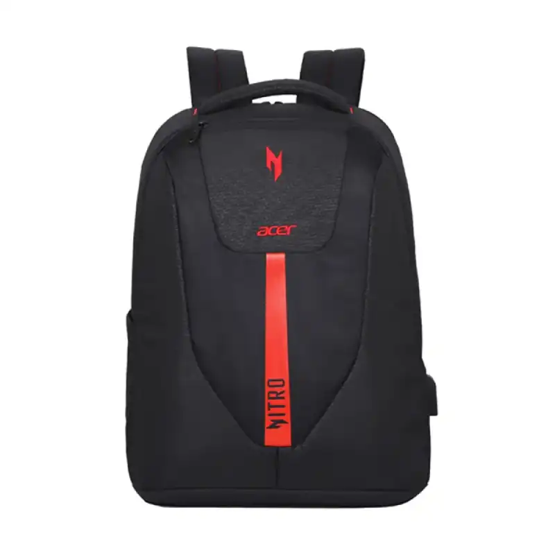 Acer Nitro Airmesh Padded Backpack 5W.50664 (1) Acer Nitro Airmesh Padded Gaming Backpack, 29 Litre, Fits 17" Laptops, Black & Red - Image 1