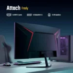 Rear view of Acer Nitro ED340CUR X0 34 inch UWQHD curved gaming monitor featuring dual HDMI 2.1 and DisplayPort 1.4 ports.