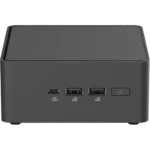 Front view of the Asus NUC 15 Pro Tall NUC15CRHC7 mini PC featuring a power button, two 10G USB ports, and a 20G USB-C port.