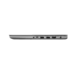 Side view of the Asus Vivobook 14 X1404MA-EB067WS laptop in Cool Silver showing connectivity ports at YourShoppy.com.