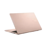 Asus Vivobook 15 X1504MA-BQ427WS laptop in Terracotta colour shown from rear angle revealing slim aluminium lid design
