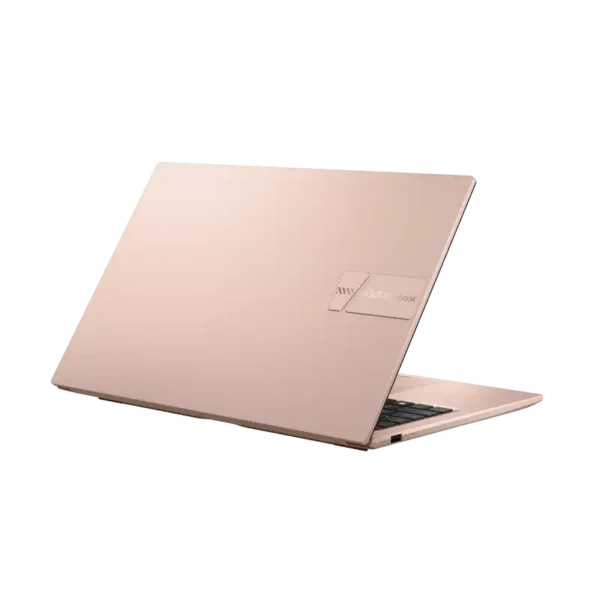 Terracotta Asus Vivobook 15 X1504MA-BQ834WS laptop with 15.6-inch display viewed from the rear angle at YourShoppy.com.