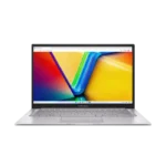 ASUS Vivobook 15 X1504VAP-IN008WS Cool Silver laptop open front view showing colourful V-logo wallpaper on 15.6-inch FHD disp