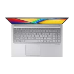 Asus Vivobook 15 X1504VAP-IN008WS Cool Silver laptop top view showing full keyboard with numpad and colourful display