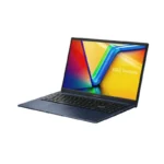 Asus Vivobook 15 X1504VAP-IN011WS Quiet Blue laptop open at angle showing colourful display and full keyboard