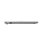 Side profile view of the Cool Silver Asus Vivobook Go 15 E1504FA-IN2816WS laptop showing its slim design at YourShoppy.com.