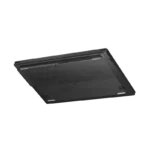 Bottom view of the black Asus Vivobook Go 15 E1504FA-IN2817WS laptop showing the textured base and ventilation grilles.