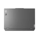 Top view of the Luna Grey Lenovo LOQ 15IRX9 83DV01A8IN gaming laptop showing the brand logo and rear port indicator icons.