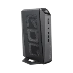 Asus ROG NUC 2025 RNUC15JNK9X28AA0 Mini PC with ROG branding, vertical stand, and front-facing ports available at YourShoppy.