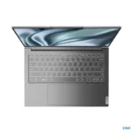 Top-down view of the Storm Grey Lenovo Yoga Slim 7 Pro 14IAP7 82SV0053IN laptop with an open lid at YourShoppy.com.