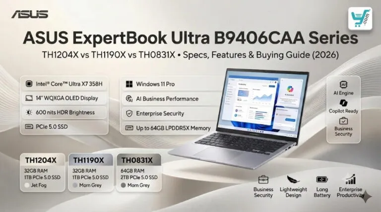 ASUS ExpertBook Ultra B9406CAA Series laptop with OLED display and Intel Core Ultra processor available at YourShoppy.com.
