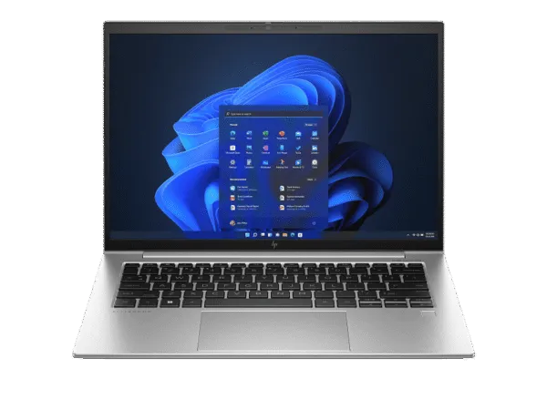 HP EliteBook 1040 G10 14-inch business laptop with Windows 11 Pro, silver finish, and backlit keyboard at YourShoppy.com.