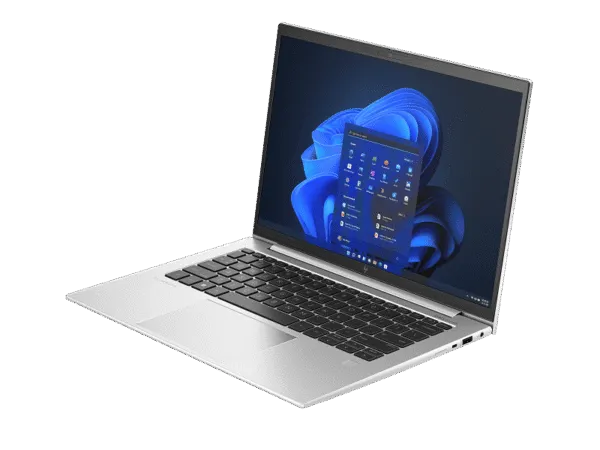 HP EliteBook 1040 G10 14-inch business laptop with a silver finish, Windows 11 interface, and backlit keyboard at YourShoppy.