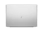 Top view of the silver HP EliteBook 1040 G10 14-inch business laptop featuring the HP logo on the metallic lid.