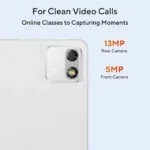 Asus Pad T3201 T3201M5A-TL004DW white tablet rear camera module showing 13MP rear and 5MP front camera specifications.