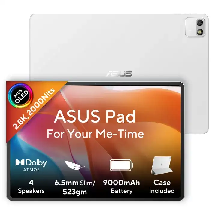 Asus Pad T3201M5A-TL005DW 12.2-inch 2.8K OLED tablet in white with included case, 9000mAh battery, and 4 speakers at YourShop