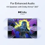 Asus Pad T3201 T3201M5A-TL005DW tablet screen displaying an astronaut graphic with 4 speakers and Dolby Atmos 360 audio.