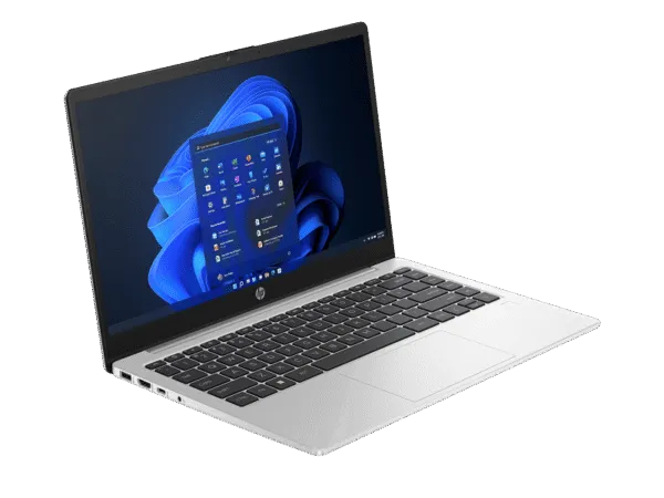 HP 245 G10 14-inch laptop with silver chassis and Windows 11 interface, available at YourShoppy.com in Koramangala, Bangalore