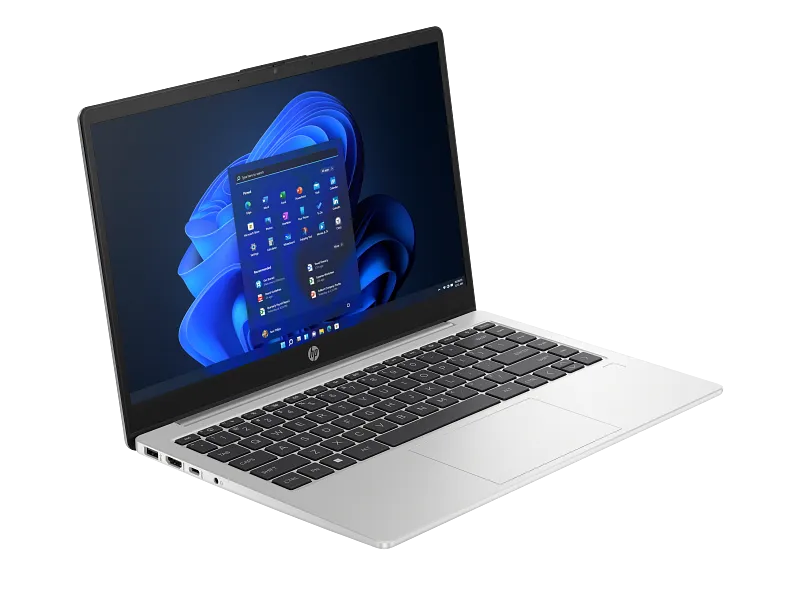 HP 245 G10 14-inch laptop with silver chassis and Windows 11 interface, available at YourShoppy.com in Koramangala, Bangalore