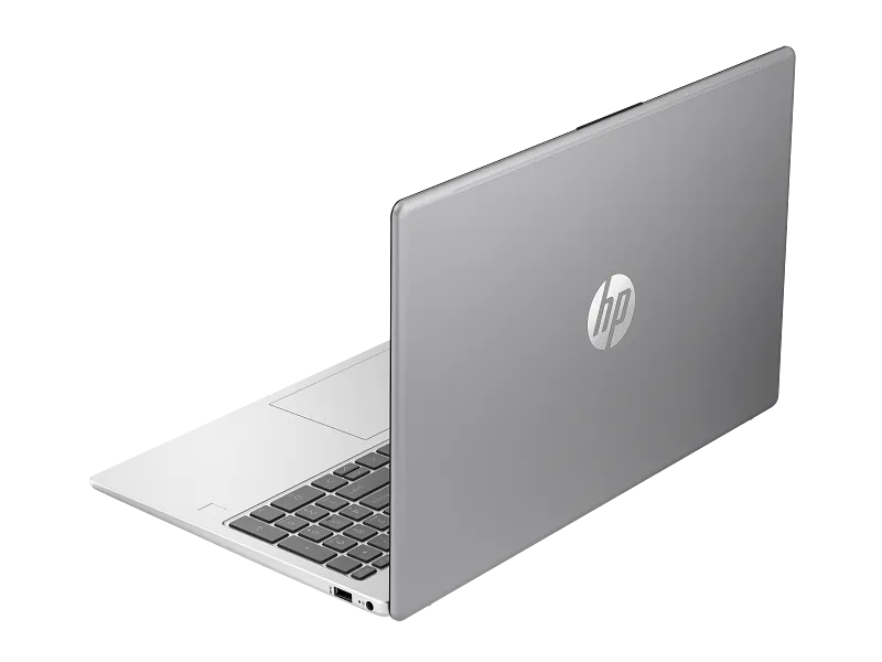 HP 250 G10 15.6-inch laptop in silver with a closed lid and visible keyboard, available at YourShoppy.com in Koramangala.