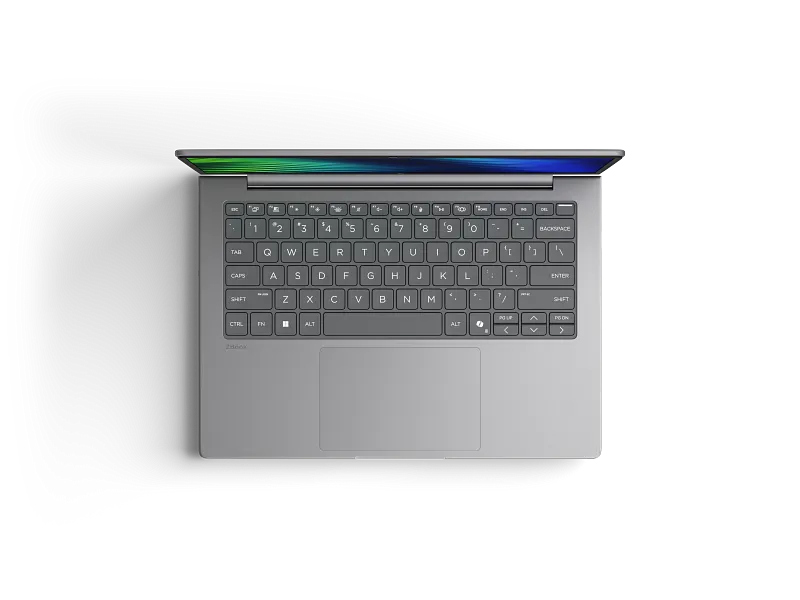 Top-down view of the silver HP ZBook 8 G2i 14 workstation laptop featuring a backlit keyboard and touchpad at YourShoppy.com.