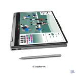 Lenovo IdeaPad 5 2-in-1 14IPH11 Luna Grey laptop with touchscreen, stylus pen, and Intel Core Ultra branding at YourShoppy.co