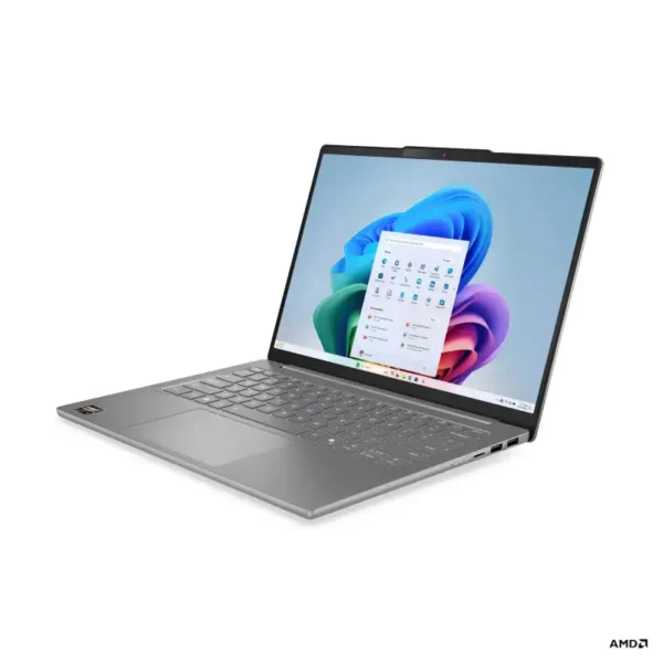 Lenovo IdeaPad Slim 5 14AKP10 laptop in Luna Grey with a 14-inch display, AMD Ryzen AI processor, and Windows 11 Home.