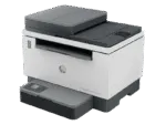 HP LaserJet Tank MFP 2606sdw monochrome laser printer with wireless connectivity, scanner, and duplex printing capabilities.