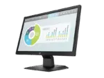 HP P204v 19.5-inch monitor featuring a black TN panel with 1600x900 resolution and a productivity chart on screen.