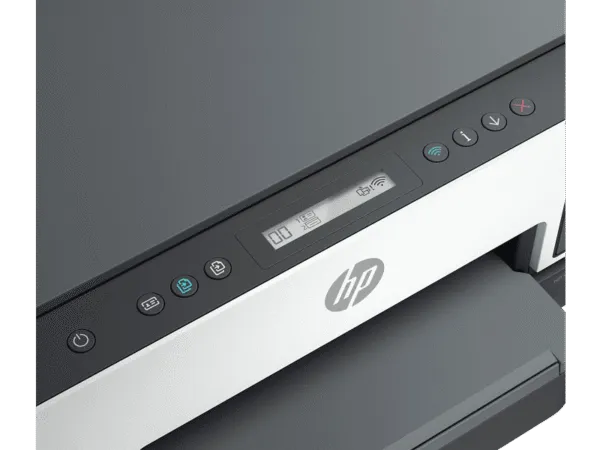 Close-up of the HP Smart Tank 720 control panel featuring a digital display, Wi-Fi status, and function buttons at YourShoppy