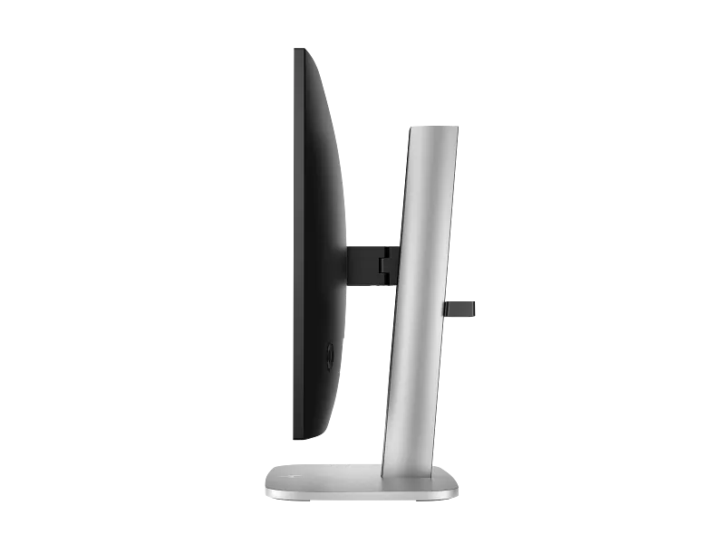 Side view of the HP Series 5 Pro 23.8 inch FHD IPS monitor 524pf 9D9L6UT with a silver stand at YourShoppy.com in Bengaluru.