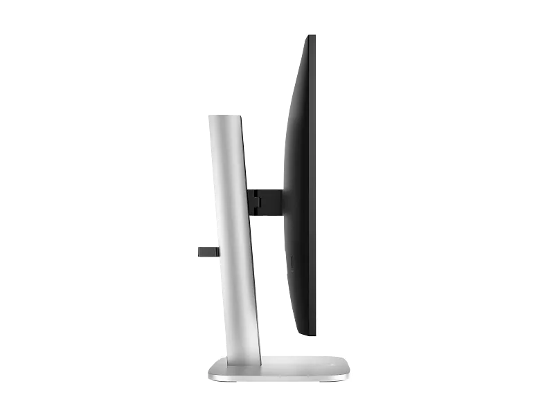 Side view of the HP 527pq 27-inch QHD business monitor featuring a sleek black IPS panel and an adjustable silver stand.