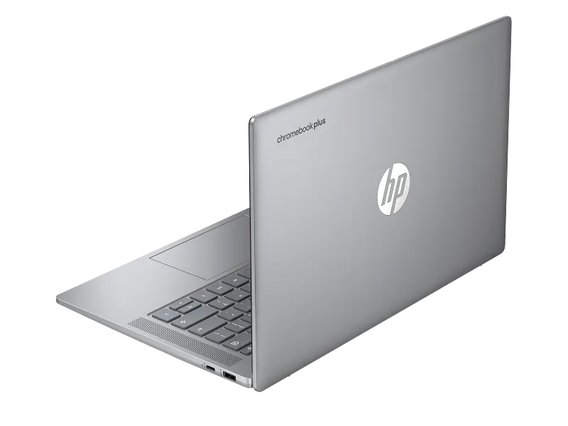 HP Chromebook 14a-nf0017TU laptop in silver, featuring a 14-inch touchscreen display and sleek HP branding at YourShoppy.com.