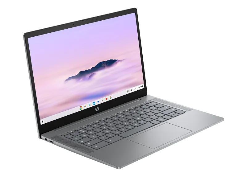 HP Chromebook 14a-nf0017TU laptop in silver with a 14-inch touchscreen display available at YourShoppy.com in Koramangala.
