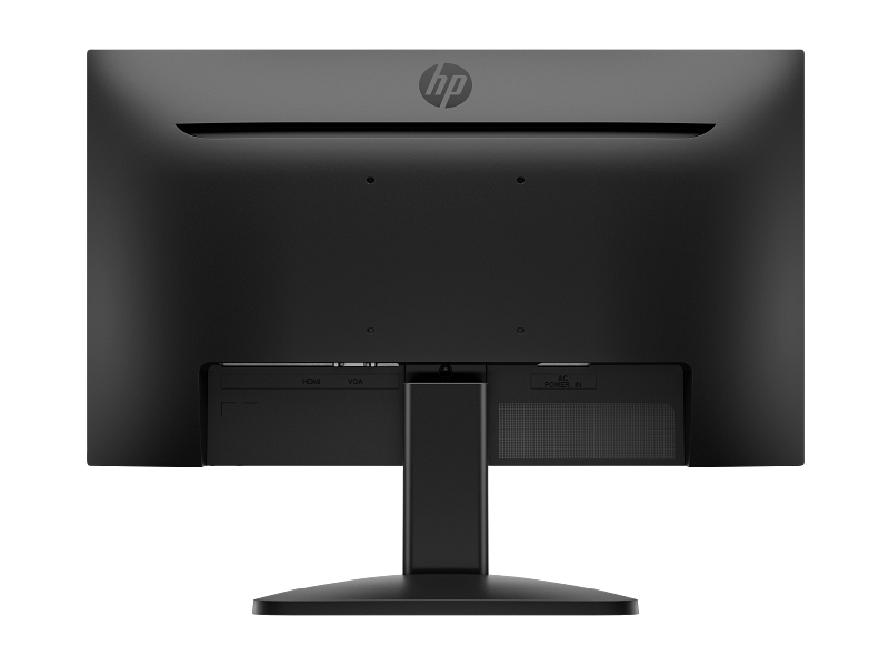 Rear view of the black HP 322pe 21.45-inch FHD IPS business monitor showing the stand, HDMI, VGA, and power ports.