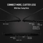Asus TUF Gaming F16 FX610JH-TU080WS laptop showing side and rear-facing connectivity ports for organized cable management.