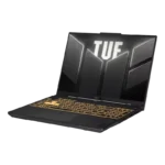 Asus TUF Gaming F16 FX607VJR-TU325WS laptop in Mecha Gray with backlit keyboard and 16-inch display at YourShoppy.com.