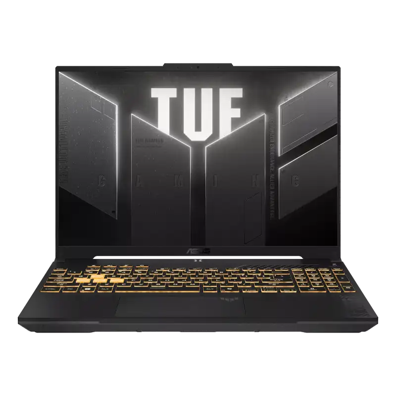 Asus TUF Gaming F16 FX607VJR-TU325WS laptop in Mecha Gray with a 16-inch 144Hz display and backlit keyboard at YourShoppy.com