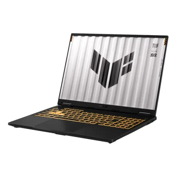ASUS TUF Gaming F16 FX688JHI-TU364WS laptop in Jaeger Gray with an orange backlit keyboard, available at YourShoppy.com.