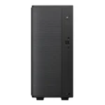 Front view of the compact black Asus V500 Mini Tower VM501MH-0R7260027WS desktop PC with textured front panel at YourShoppy.c