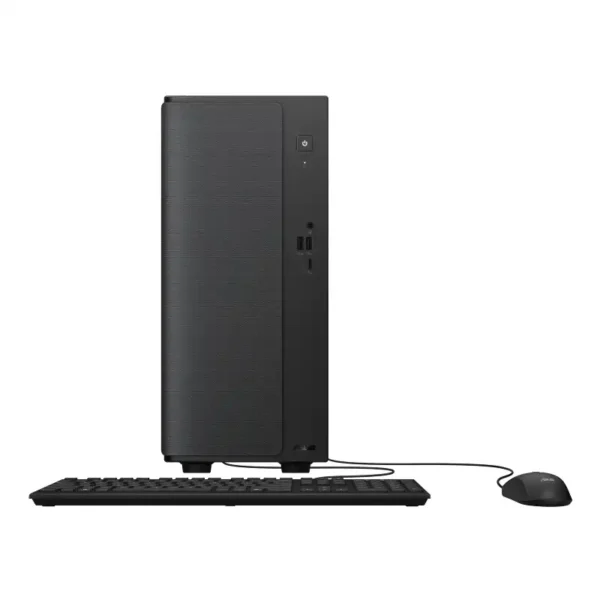 Asus V500 Mini Tower VM501MH-0R7260027WS desktop PC with a black chassis, wired keyboard, and mouse from YourShoppy.com.