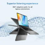 Asus Vivobook 14 Flip TP3407AA-SG052WS 2-in-1 laptop in Matte Gray showing 360-degree hinge flexibility at YourShoppy.com.