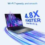 ASUS Vivobook 14 Flip TP3407AA-SG123WS laptop with Wi-Fi 7 speed visuals on a light background from YourShoppy.com.