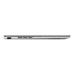 Side profile view of the Foggy Silver Asus Zenbook 14 OLED UX3405CA-QL1507WS laptop showing its slim design at YourShoppy.com