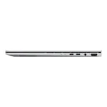 Side profile of Foggy Silver Asus Zenbook 14 OLED UX3405CA-QL1507WS laptop showing ports and ventilation at YourShoppy.com.